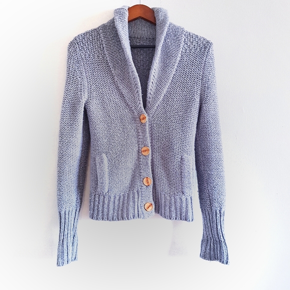 Sweaters - Comfy Wool Gray Cardigan Medium